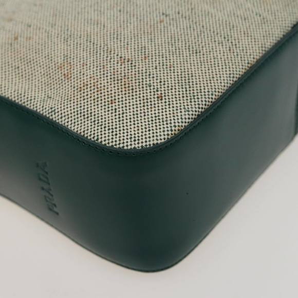 PRADA Shoulder Bag Canvas Leather Green Auth 78960 - Picture 14 of 16